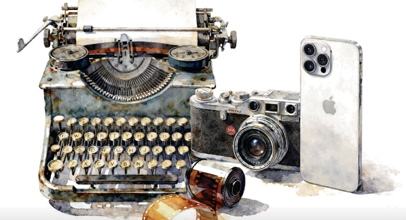 Máquina de escrever, câmera analógica e iPhone — as ferramentas do Ponto Cego